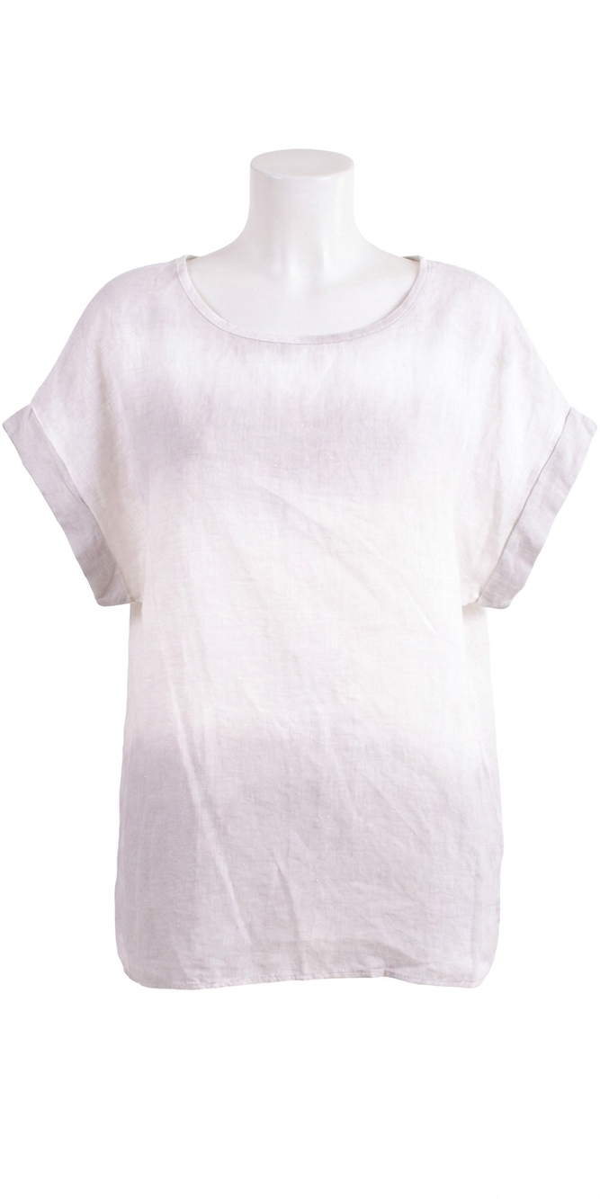 NEW GIGI MODA rimini linen short sleeve blouse in gray